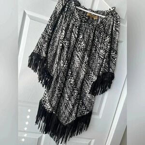 Cinco Ranch Womens Black/White Long Sleeve Tassel Dress Size Large